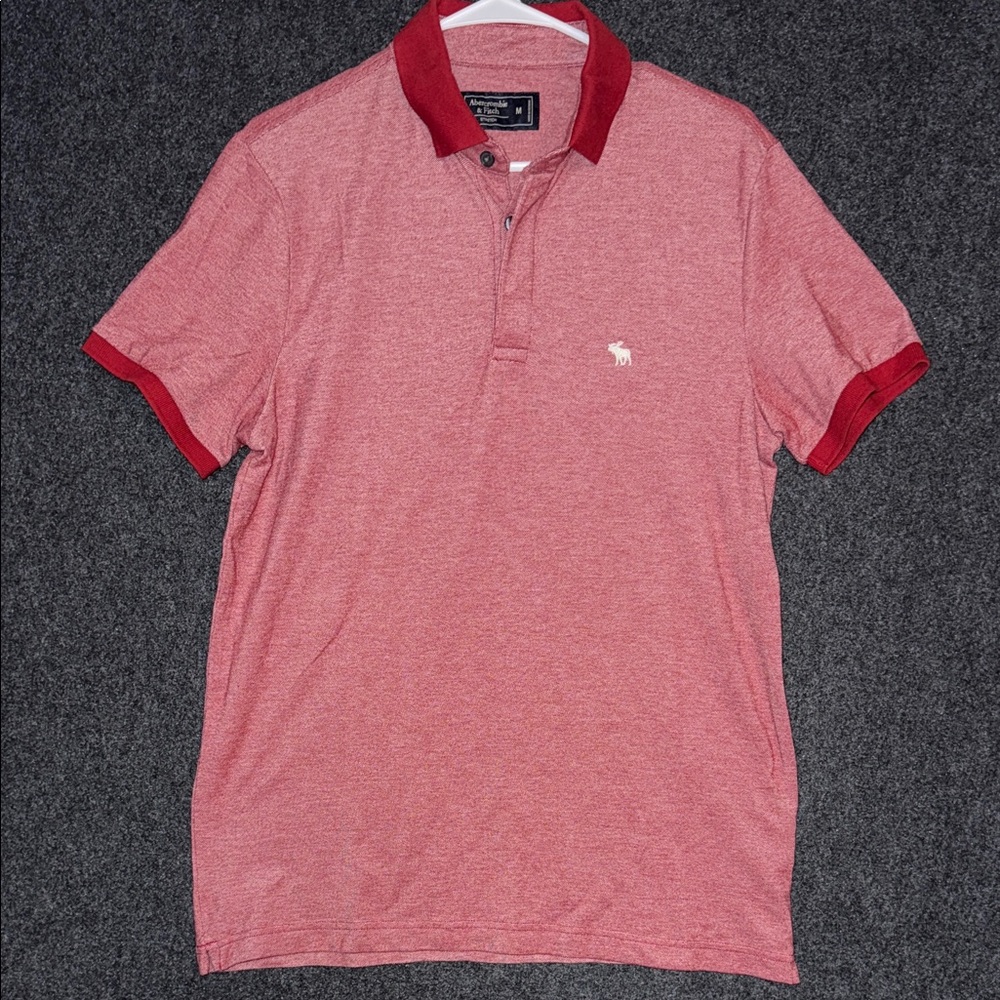 Abercrombie & Fitch Red Polo Shirt with Contrast Collar